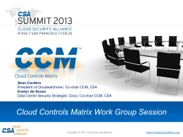 Cloud Controls Matrix Work Group Session Sean Cordero