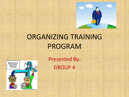 Organizing Training Programs