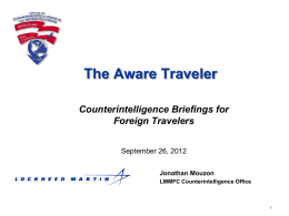 The Aware Traveler CI Briefing Sept 2012