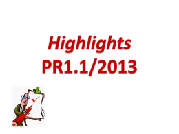 Highlights PR1.1/2013