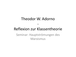 Theodor W. Adorno - Reflexion zur Klassentheorie