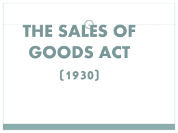 THE SALES OF GOODS ACT (1930)