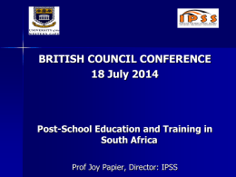 Post-school Education &Training in South Africa