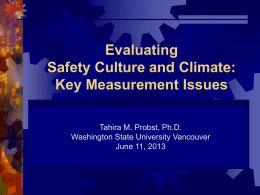 Evaluating Safety Culture and Climate: Key Measurement