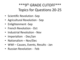 ***9th GRADE CUTOFF*** Topics for Questions 20-25