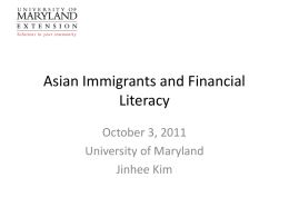Asian Immigrants and Financial Literacy