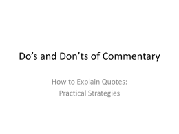 Commentary 2014