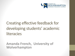 Creating effective feedback for developing students* academic