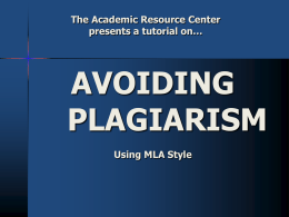 Avoiding Plagiarism (LMU PowerPoint presentation)