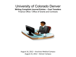 Cost Transfers - University of Colorado Denver