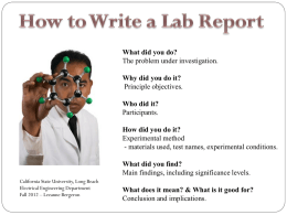 Writing a Lab Report.. - California State University, Long Beach