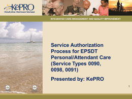 Service Authorization Information Specific to EPSDT Personal Care