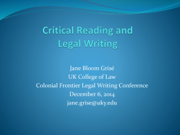 Critical Reading and Legal Writing
