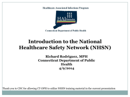Introduction to the NHSN