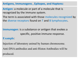 Lec. 2 Antigens, Immunogens, Epitopes, and Haptens