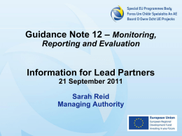 Guidance Note 12 - SEUPB Presentation (M&E Workshop