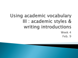 Week 4: Using academic vocabulary III