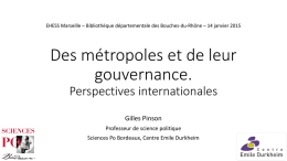 Les métropoles et leur gouvernance. Perspectives