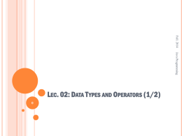 Lec. 01: Java Fundamentals