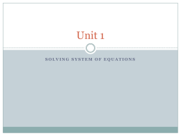Unit 1 solving systems