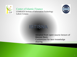 ISTISNA - Center of Islamic Finance