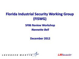 SF86 Review Workshop December 2012