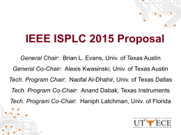 ISPLC 2015 Proposal - The University of Texas at Austin