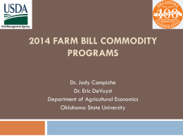 2014 Farm Bill update - August - Department of Agricultural Economics