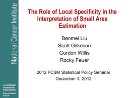 The Role of Local Specificity in the Interpretation of Small Area