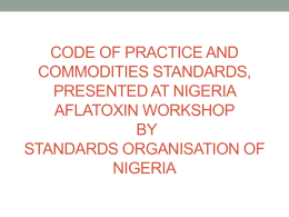 Nigerian Industrial Standards with specifications for