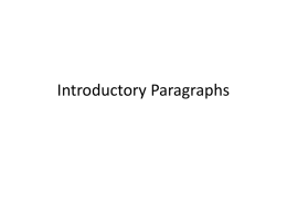 Introductory Paragraphs and Thesis Statements (PowerPoint )