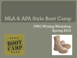 MLA & APA Style Boot Camp - The University of West Georgia