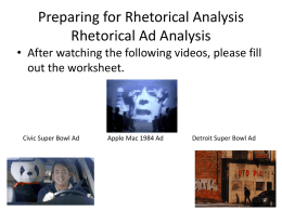 Preparing for Rhetorical Analysis