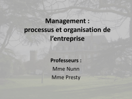 Management : processus et organisation de l*entreprise