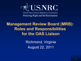 MRB Roles & Responsibilities of the AS Liaison
