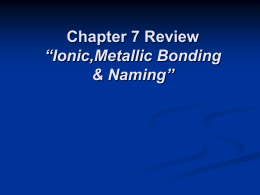 Chapter 7 Review *Ionic and Metallic Bonding*