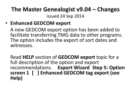 The Master Genealogist v9.04 * Change Log issued 24 Sep 2014