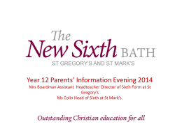 Year 12 Parents` Information Evening 1 Oct 2014 Ppt
