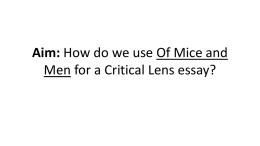 Of Mice and Men Critical Lens Essay