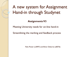Assignment Hand in through Studynet