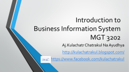 Introduction to Business Information System MGT 3202