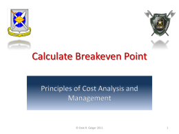 9.1 Calculate Break Even Point