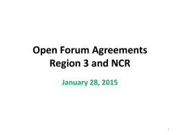 Open Forum Agreements Region 3 and NCR