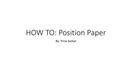 HOW TO: Position Paper