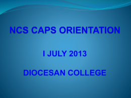 NCS CAPS ORIENTATION