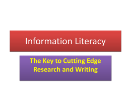 about Information Literacy. - Baptist Missionary Association