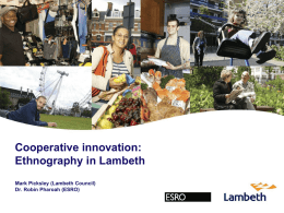 Lambeth and ESRO - LARIA - Local Area Research + Intelligence