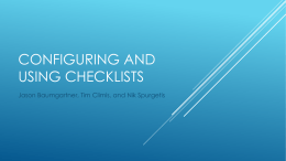Configuring and Using Checklists