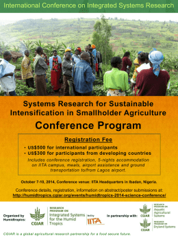 Systems Research for Sustainable Intensification in