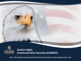 Communication Security (COMSEC) - NCMS